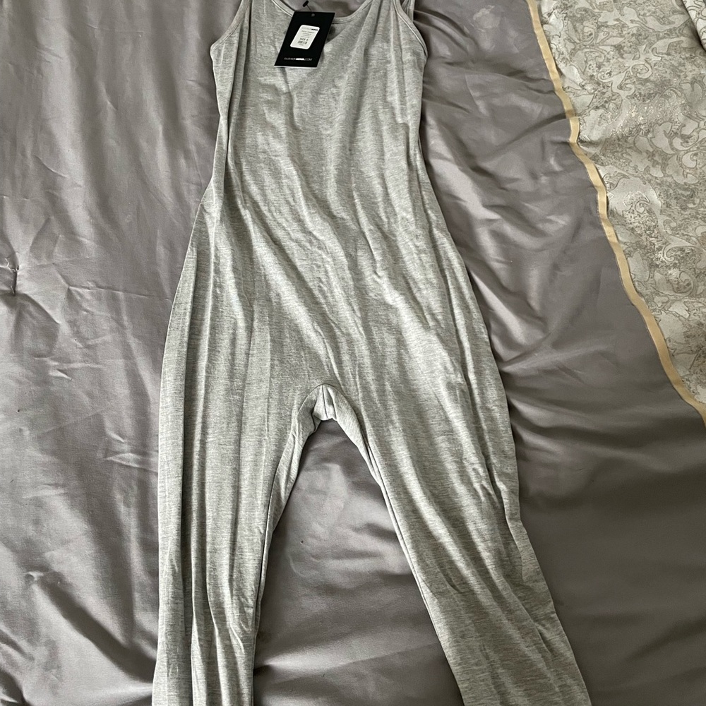 Brand new gray fashion nova jumpsuit size small